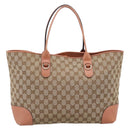 GUCCI GG Canvas Tote Bag Beige Gold 269956 Auth 209910-3