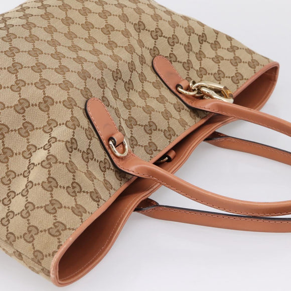GUCCI GG Canvas Tote Bag Beige Gold 269956 Auth 209910