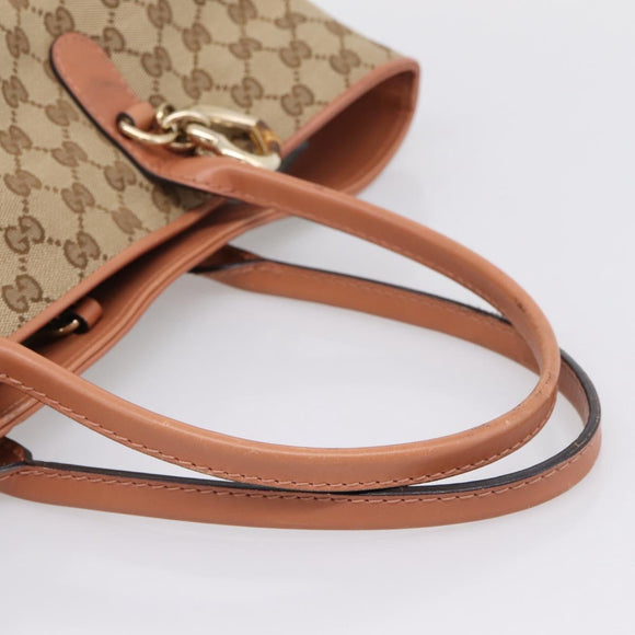 GUCCI GG Canvas Tote Bag Beige Gold 269956 Auth 209910