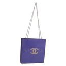 CHANEL hologram Chain Shoulder Bag Vinyl Purple Silver CC Auth 209911V-1