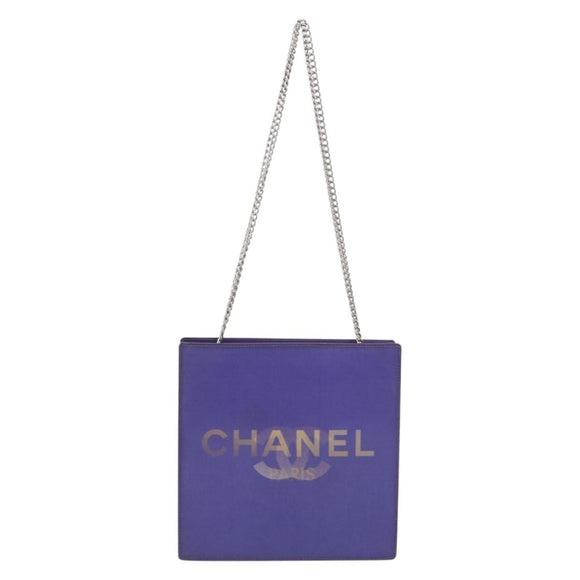 CHANEL hologram Chain Shoulder Bag Vinyl Purple Silver CC Auth 209911V