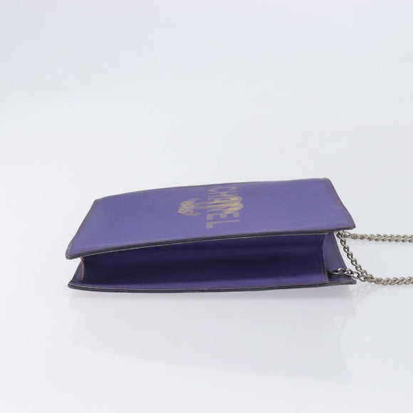 CHANEL hologram Chain Shoulder Bag Vinyl Purple Silver CC Auth 209911V