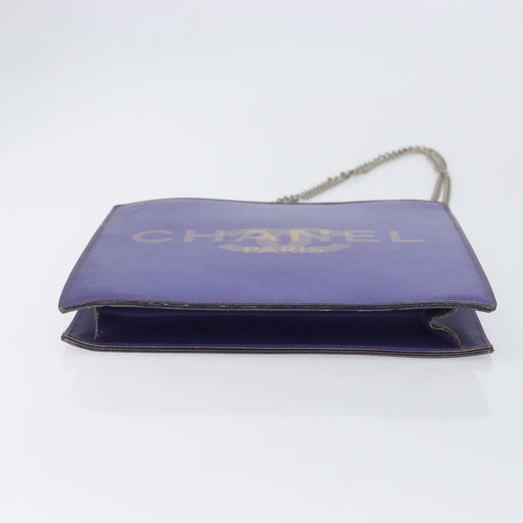 CHANEL hologram Chain Shoulder Bag Vinyl Purple Silver CC Auth 209911V