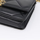 CHANEL Matelasse19 Chain Shoulder Bag Leather 2way Black Gold CC Auth 209912M-12