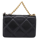 CHANEL Matelasse19 Chain Shoulder Bag Leather 2way Black Gold CC Auth 209912M-3