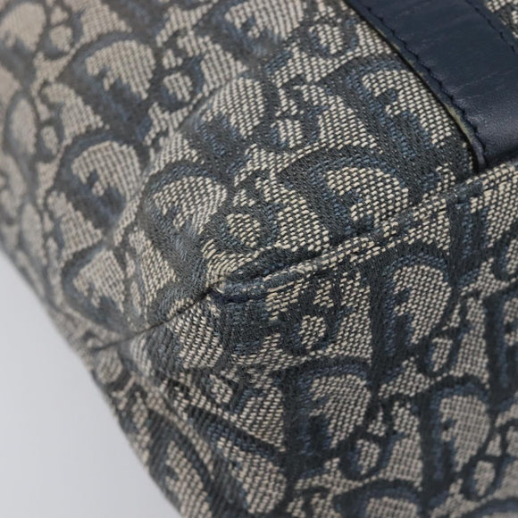 Christian Dior Trotter Canvas Tote Bag Navy Gold Auth 209916