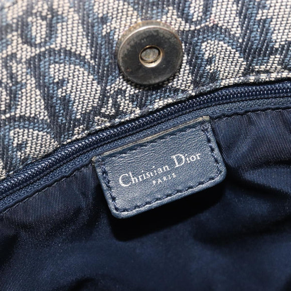 Christian Dior Trotter Canvas Tote Bag Navy Gold Auth 209916