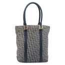 Christian Dior Trotter Canvas Tote Bag Navy Gold Auth 209916-3