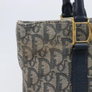Christian Dior Trotter Canvas Tote Bag Navy Gold Auth 209916-4