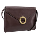 CELINE Circle Shoulder Bag Leather Brown Gold Auth 209917V-1