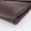 CELINE Circle Shoulder Bag Leather Brown Gold Auth 209917V-10