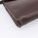 CELINE Circle Shoulder Bag Leather Brown Gold Auth 209917V-11