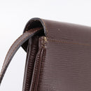 CELINE Circle Shoulder Bag Leather Brown Gold Auth 209917V-14
