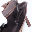 CELINE Circle Shoulder Bag Leather Brown Gold Auth 209917V-19