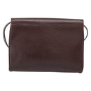 CELINE Circle Shoulder Bag Leather Brown Gold Auth 209917V-3