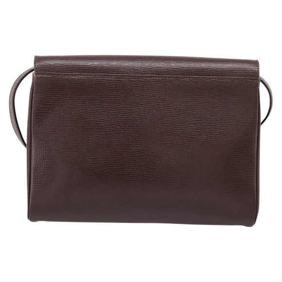 CELINE Circle Shoulder Bag Leather Brown Gold Auth 209917V
