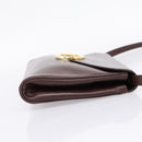 CELINE Circle Shoulder Bag Leather Brown Gold Auth 209917V-5