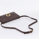 CELINE Circle Shoulder Bag Leather Brown Gold Auth 209917V-7