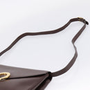 CELINE Circle Shoulder Bag Leather Brown Gold Auth 209917V-8