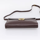 CELINE Circle Shoulder Bag Leather Brown Gold Auth 209917V-9