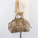 Miu Miu Hand Bag Vitellolux 2way Beige Gold Auth 209920A-28