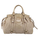 Miu Miu Hand Bag Vitellolux 2way Beige Gold Auth 209920A-2