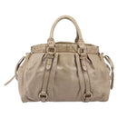 Miu Miu Hand Bag Vitellolux 2way Beige Gold Auth 209920A-3