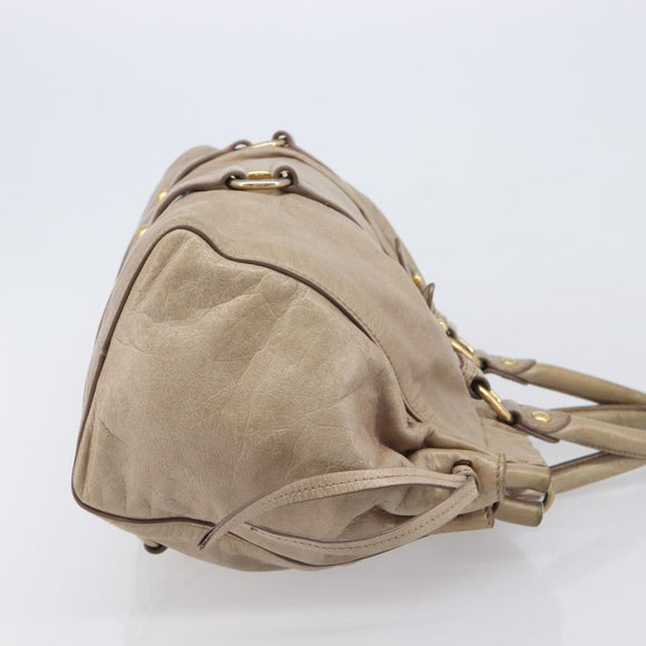 Miu Miu Hand Bag Vitellolux 2way Beige Gold Auth 209920A