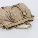 Miu Miu Hand Bag Vitellolux 2way Beige Gold Auth 209920A-6