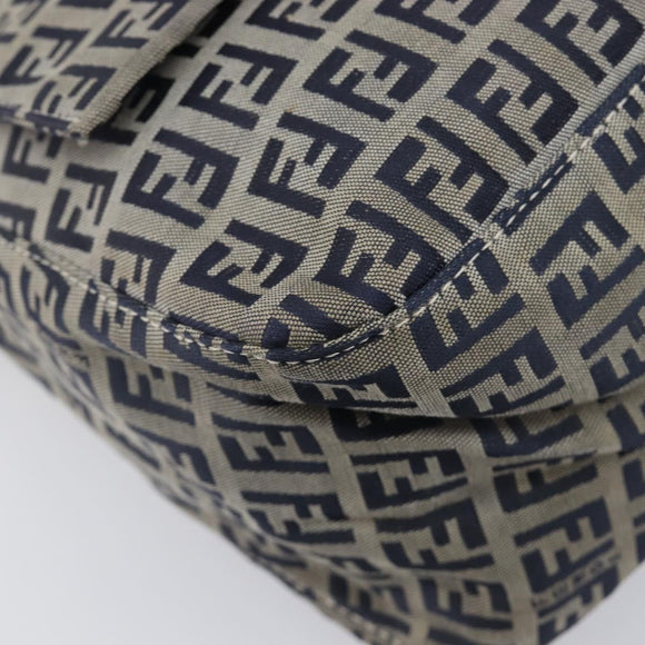 FENDI Zucchino Canvas Mamma Baguette Shoulder Bag Navy Silver 26325 Auth 209921V
