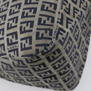 FENDI Zucchino Canvas Mamma Baguette Shoulder Bag Navy Silver 26325 Auth 209921V-18