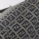 FENDI Zucchino Canvas Mamma Baguette Shoulder Bag Navy Silver 26325 Auth 209921V-9
