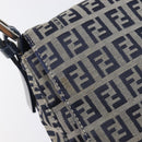 FENDI Zucchino Canvas Mamma Baguette Shoulder Bag Navy Silver 26325 Auth 209921V-10