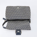 FENDI Zucchino Canvas Mamma Baguette Shoulder Bag Navy Silver 26325 Auth 209921V-22