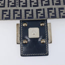 FENDI Zucchino Canvas Mamma Baguette Shoulder Bag Navy Silver 26325 Auth 209921V-23