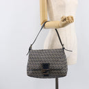 FENDI Zucchino Canvas Mamma Baguette Shoulder Bag Navy Silver 26325 Auth 209921V-29