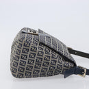 FENDI Zucchino Canvas Mamma Baguette Shoulder Bag Navy Silver 26325 Auth 209921V-3