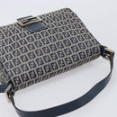 FENDI Zucchino Canvas Mamma Baguette Shoulder Bag Navy Silver 26325 Auth 209921V-6