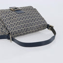 FENDI Zucchino Canvas Mamma Baguette Shoulder Bag Navy Silver 26325 Auth 209921V-7