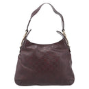 GUCCI GG Canvas Guccissima Shoulder Bag Leather Brown Gold 145826 Auth 209922V-2