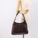 GUCCI GG Canvas Guccissima Shoulder Bag Leather Brown Gold 145826 Auth 209922V-23