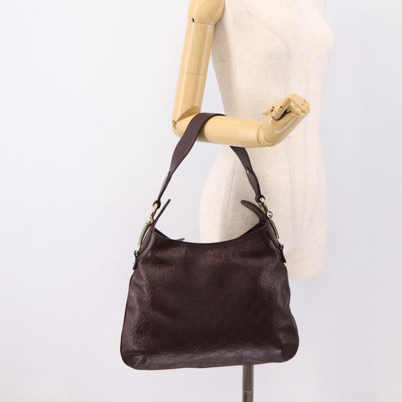 GUCCI GG Canvas Guccissima Shoulder Bag Leather Brown Gold 145826 Auth 209922V