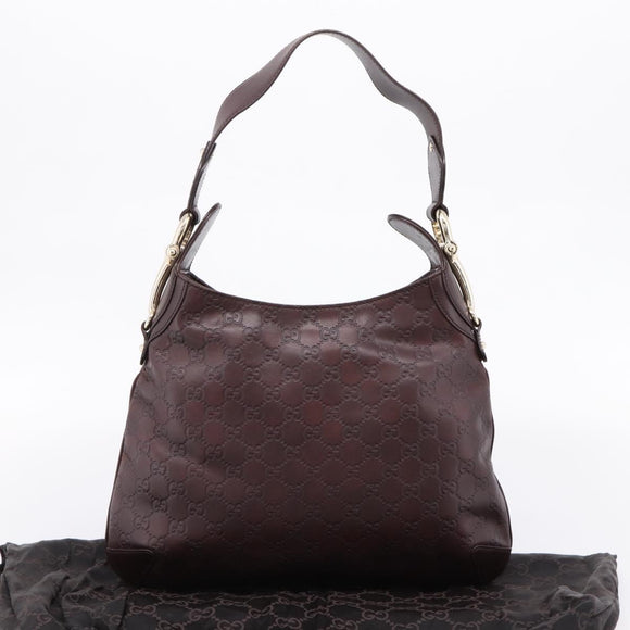 GUCCI GG Canvas Guccissima Shoulder Bag Leather Brown Gold 145826 Auth 209922V