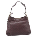 GUCCI GG Canvas Guccissima Shoulder Bag Leather Brown Gold 145826 Auth 209922V-3