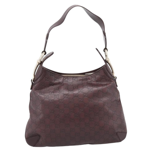 GUCCI GG Canvas Guccissima Shoulder Bag Leather Brown Gold 145826 Auth 209922V