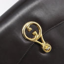 GUCCI Shoulder Bag Leather Brown Gold Auth 209924-15