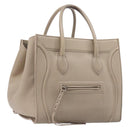 CELINE Luggage Phantom Hand Bag Leather Beige Gold Auth 209927A-1