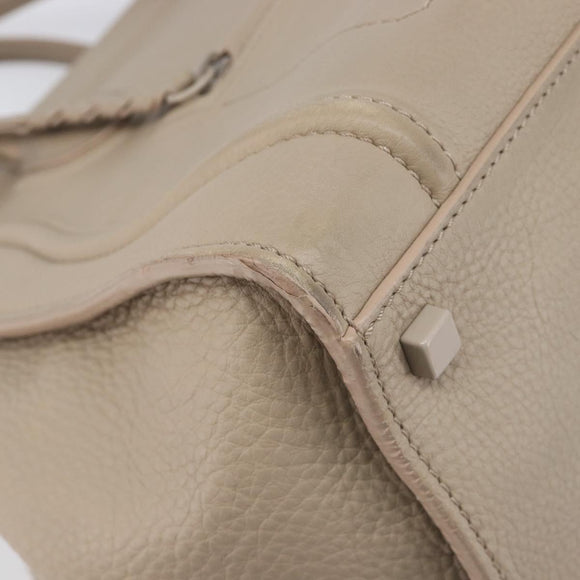 CELINE Luggage Phantom Hand Bag Leather Beige Gold Auth 209927A