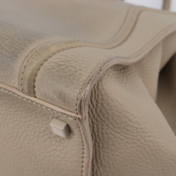 CELINE Luggage Phantom Hand Bag Leather Beige Gold Auth 209927A