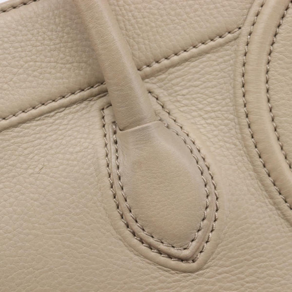 CELINE Luggage Phantom Hand Bag Leather Beige Gold Auth 209927A